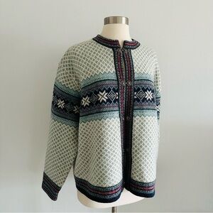 Eagle’s Eye 100% Wool Nordic Cardigan Sweater L